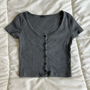 Grey Brandy Crop Top Shirt